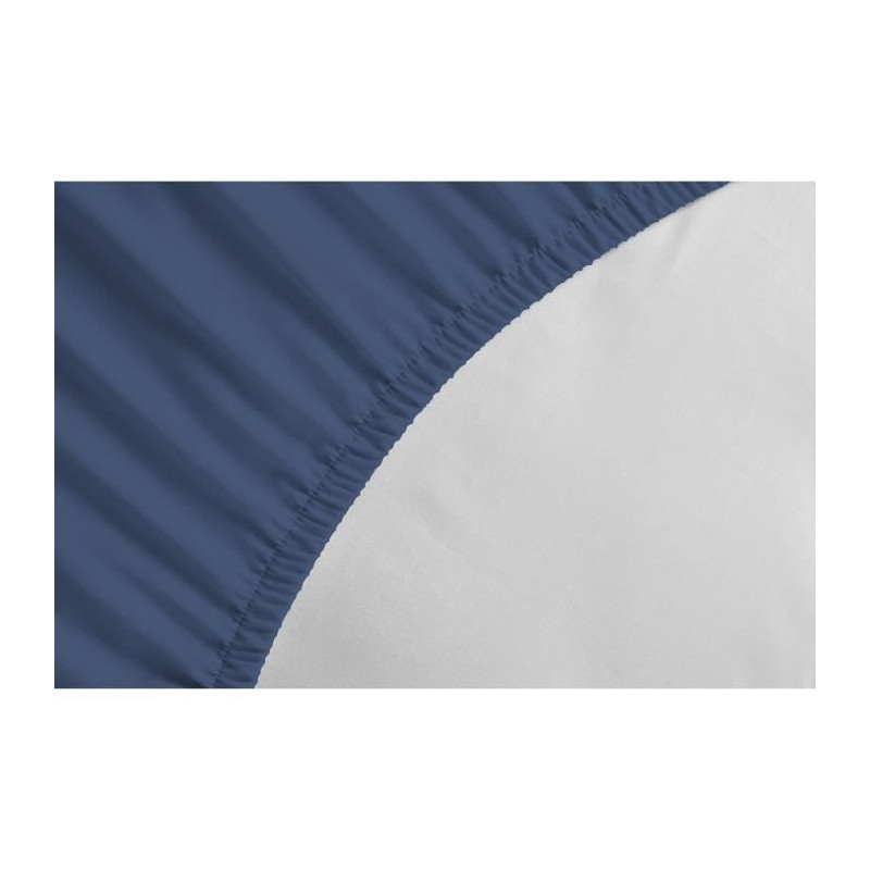 LOVELY HOME Fitted sheet - 160 x 200 + 35 cm - 100% cotton - Blue