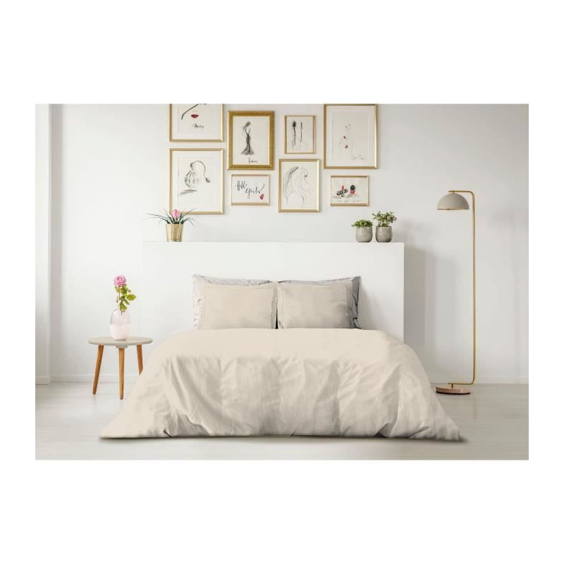 LOVELY HOME DUVET SET - 220x240 cm - 100% COTTON - CREAM BEIGE