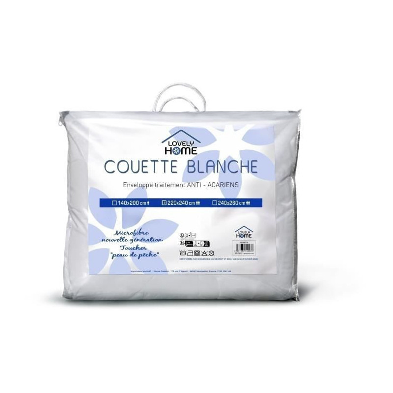 Duvet 220 x 240 cm - LOVELY HOME - Lightweight - 280 g/m² - Anti-dust