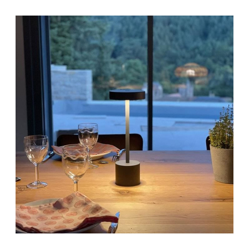 Wireless table lamp - LUMISKY - ROBY - Touch in aluminum - Dark gray -