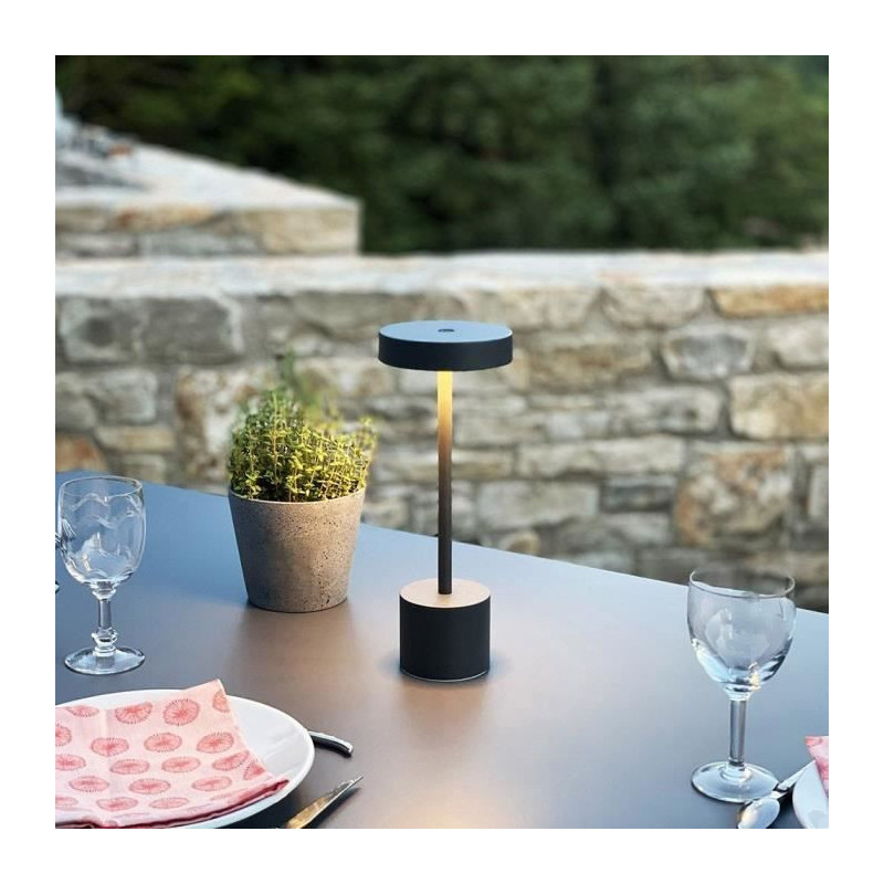 Wireless table lamp - LUMISKY - ROBY - Touch in aluminum - Dark gray -