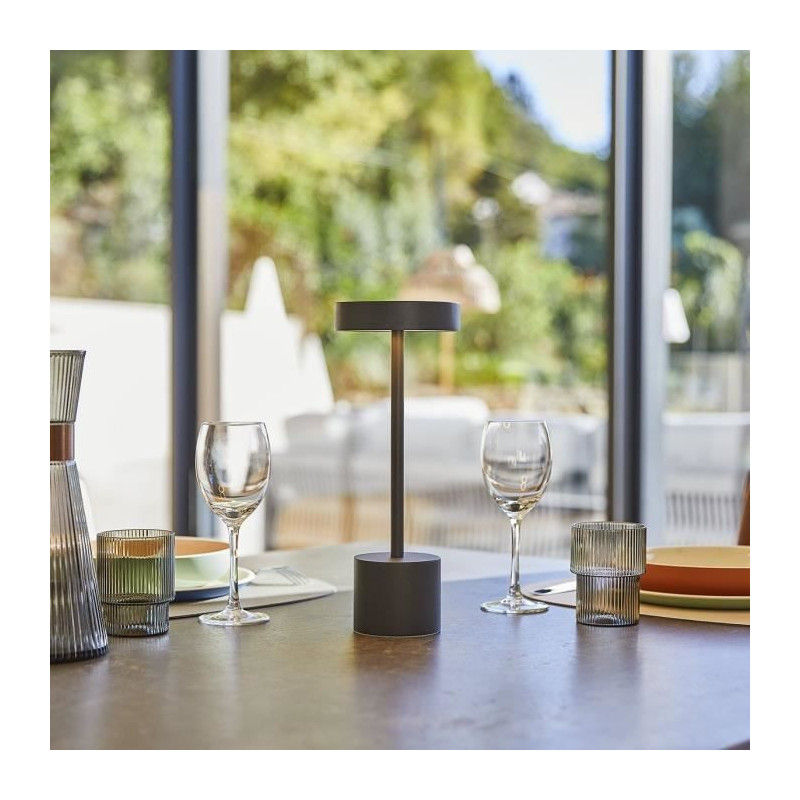 Wireless table lamp - LUMISKY - ROBY - Touch in aluminum - Dark gray -
