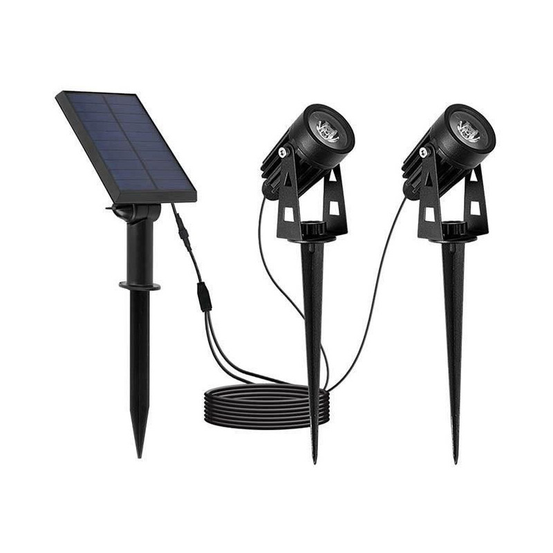 Double 2 in 1 solar spotlights to stick or fix - LUMISKY - ROUNDY - H2