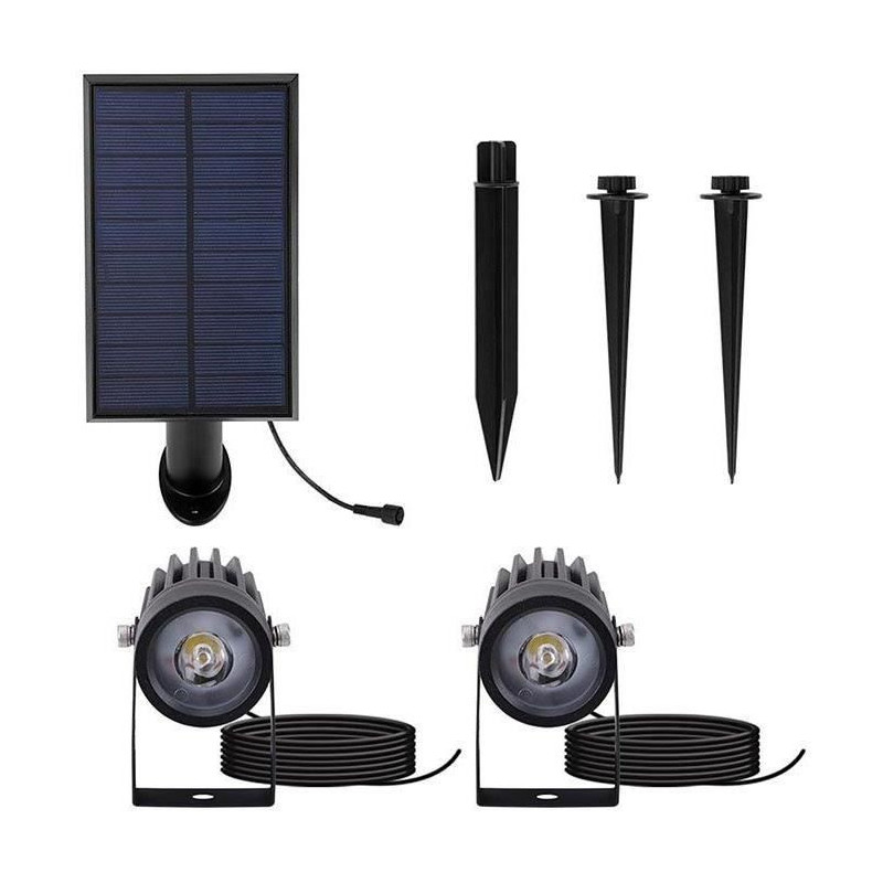 Double 2 in 1 solar spotlights to stick or fix - LUMISKY - ROUNDY - H2