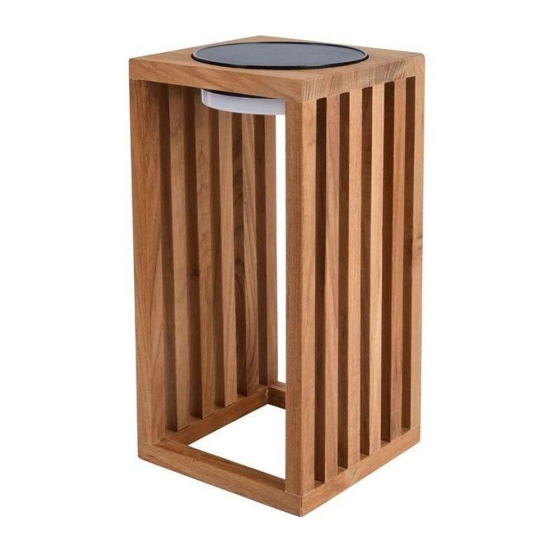 Decorative solar lantern - LUMISKY - CHENNAI - H30 cm - Solid teak woo