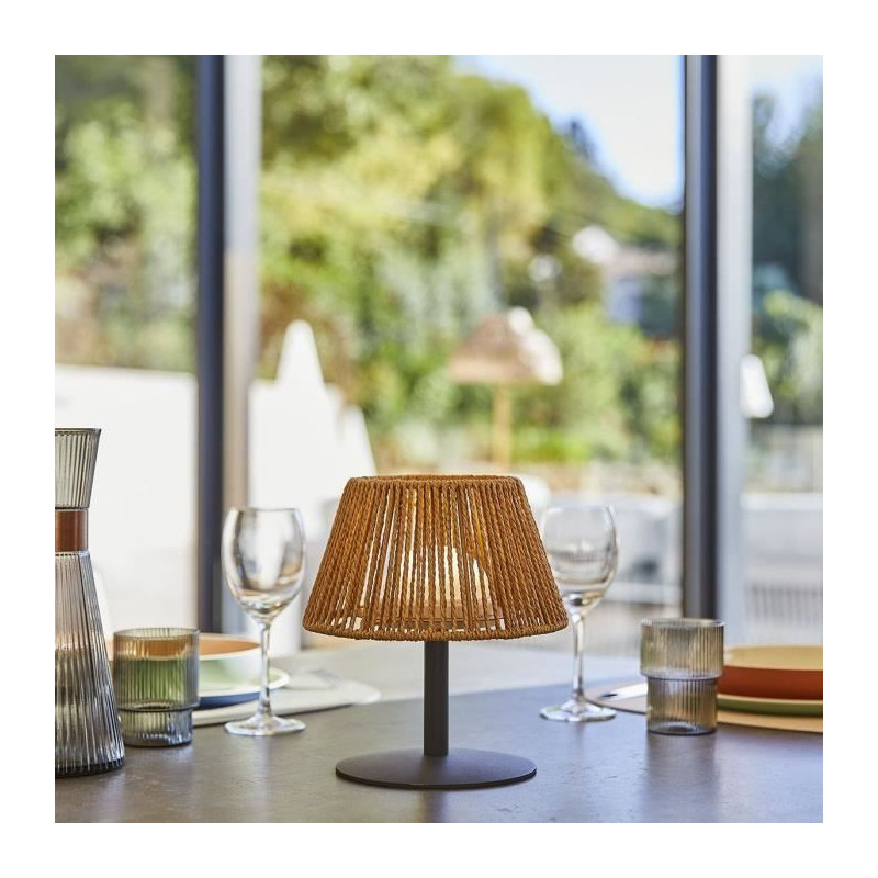 Cordless table lamp - LUMISKY - STANDY MINI RAFFY - H22 cm - Natural r