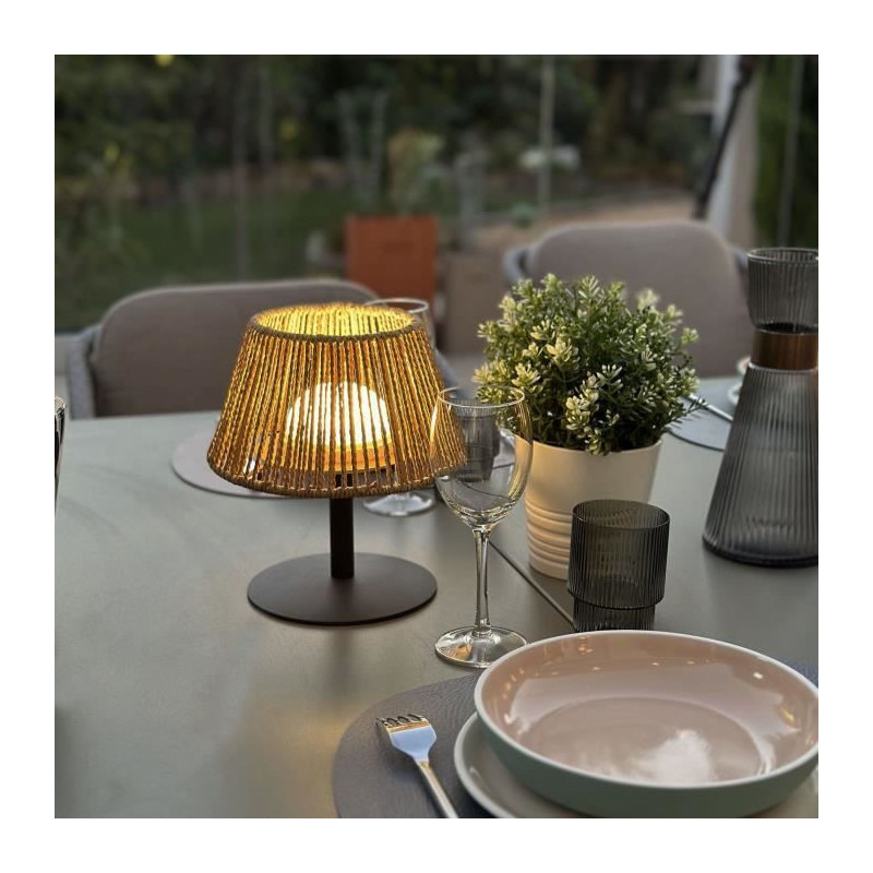 Cordless table lamp - LUMISKY - STANDY MINI RAFFY - H22 cm - Natural r