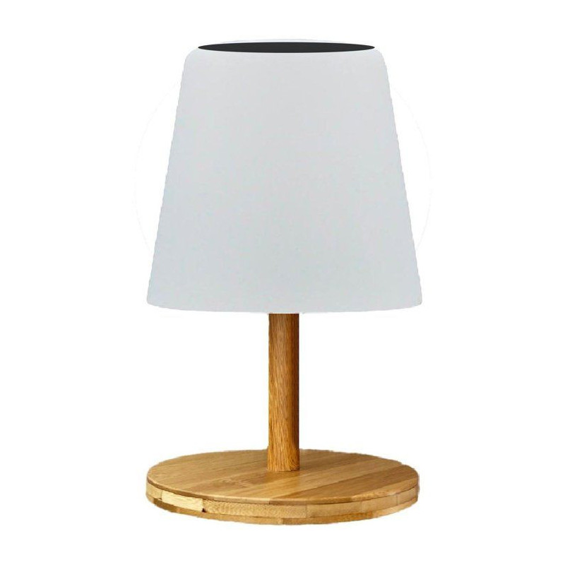 Solar and rechargeable table lamp - LUMISKY - STANDY MINI WOOD SOLAR -