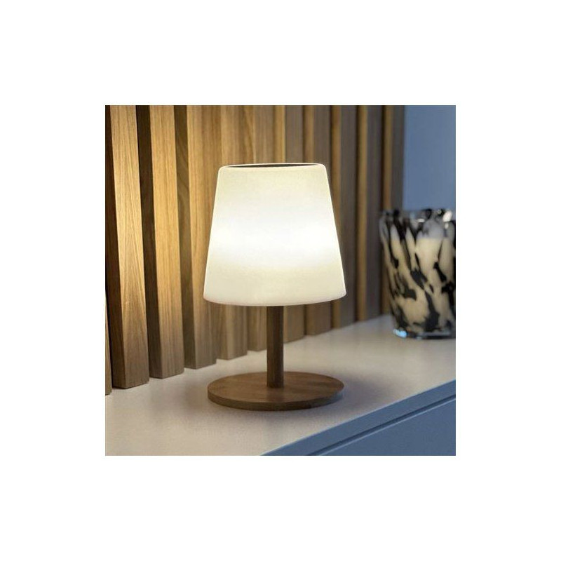 Solar and rechargeable table lamp - LUMISKY - STANDY MINI WOOD SOLAR -