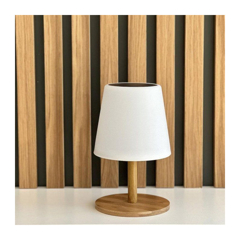 Solar and rechargeable table lamp - LUMISKY - STANDY MINI WOOD SOLAR -