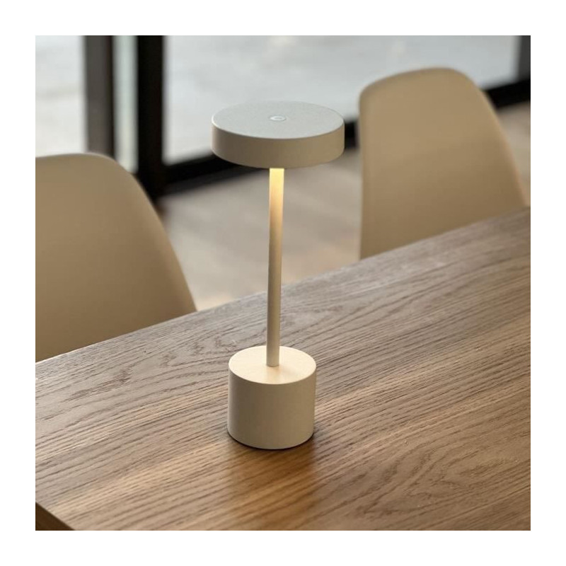 Wireless table lamp - LUMISKY - ROBY WHITE - H30 cm - Touch aluminum -