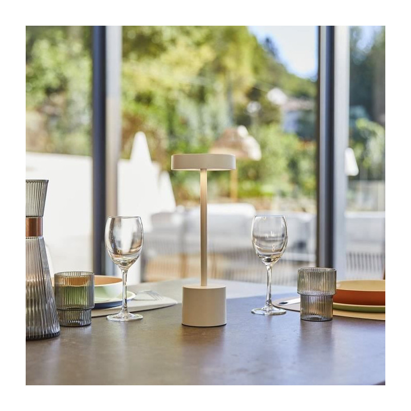 Wireless table lamp - LUMISKY - ROBY WHITE - H30 cm - Touch aluminum -