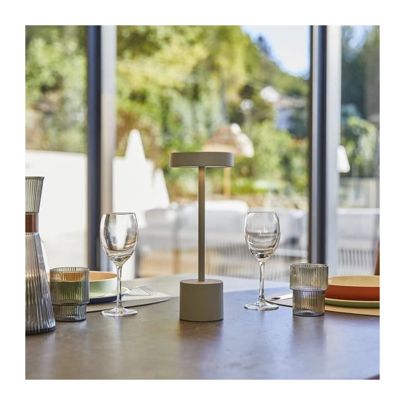 Cordless table lamp - LUMISKY - ROBY GREY - H30 cm - Touch in aluminum