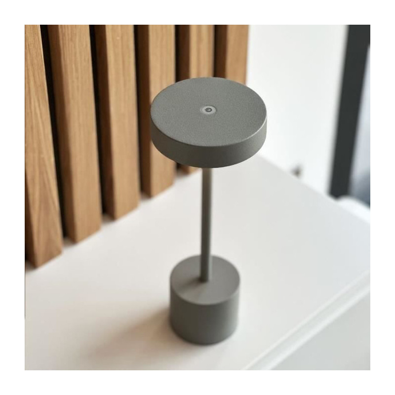 Cordless table lamp - LUMISKY - ROBY GREY - H30 cm - Touch in aluminum