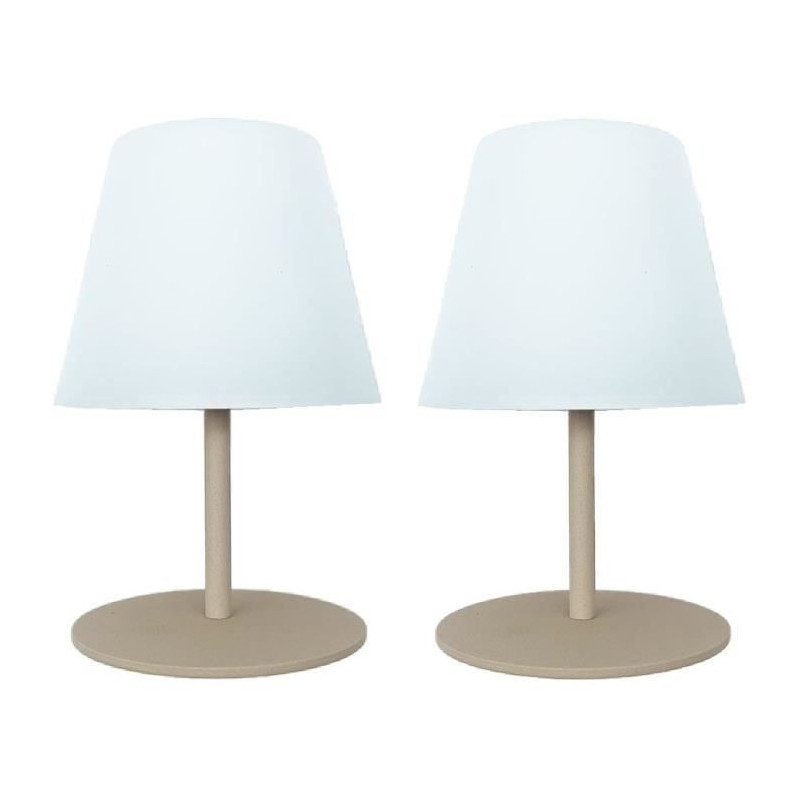 Set of 2 cordless table lamps - LUMISKY - TWINS - Cream - H16 cm - LED