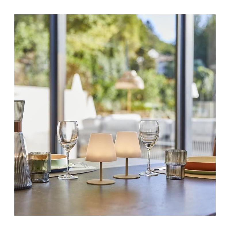 Set of 2 cordless table lamps - LUMISKY - TWINS - Cream - H16 cm - LED
