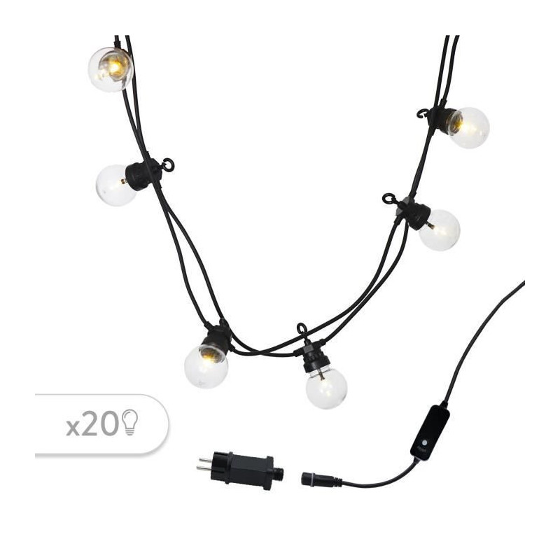 LUMIJARDIN Garland 20 LED bulbs - Warm white - Party clearable