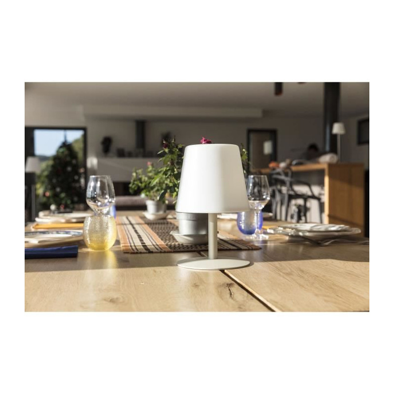 STANDY MINI CREAM Cordless table lamp with cream steel base - warm whi