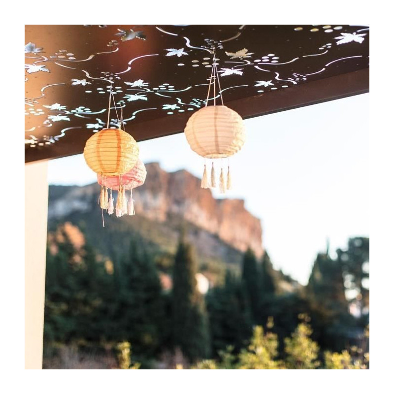 Set of 3 solar lanterns - LUMISKY - SHANGRI LA - H20 cm - Pink, cream