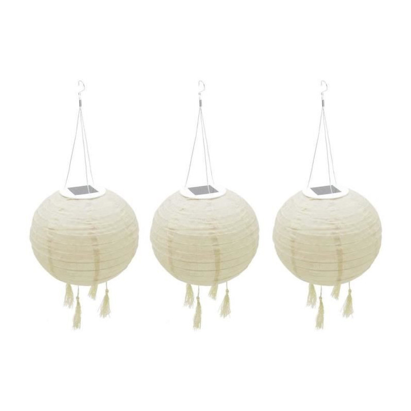 LED solar suspension - LUMISKY - HIMALAYA - Ø30cm - Beige, cream and