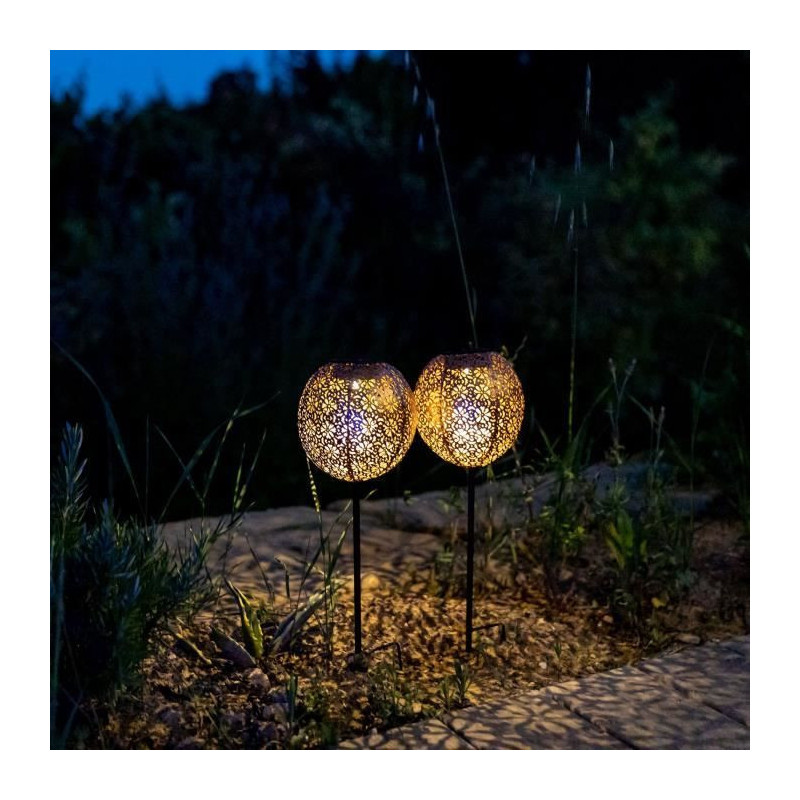 Set of 2 solar beacons to plant - LUMISKY - AGADIR - H45 cm - Oriental