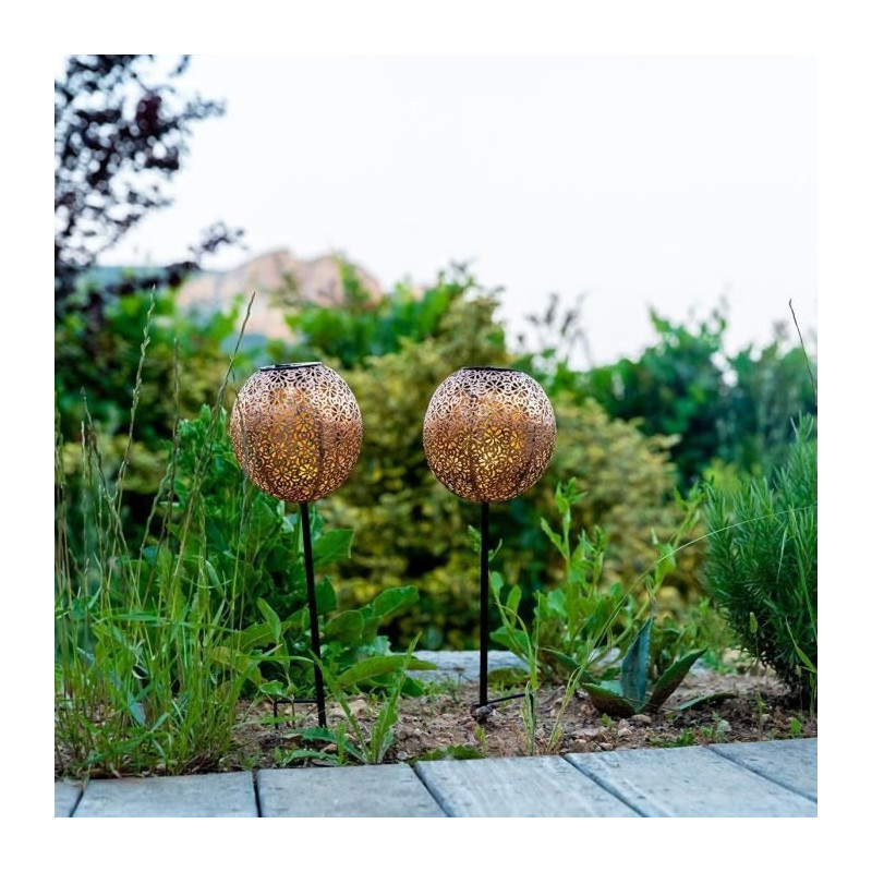 Set of 2 solar beacons to plant - LUMISKY - AGADIR - H45 cm - Oriental