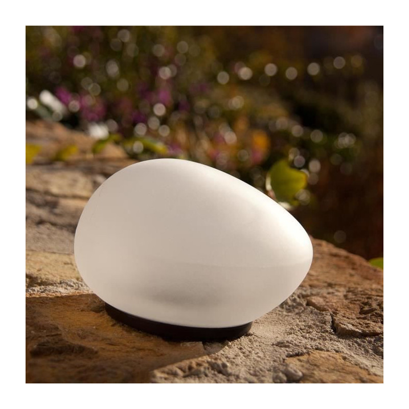 Decorative pebble solar lamp - LUMISKY - SOLENZARA - Ø16 cm - white L