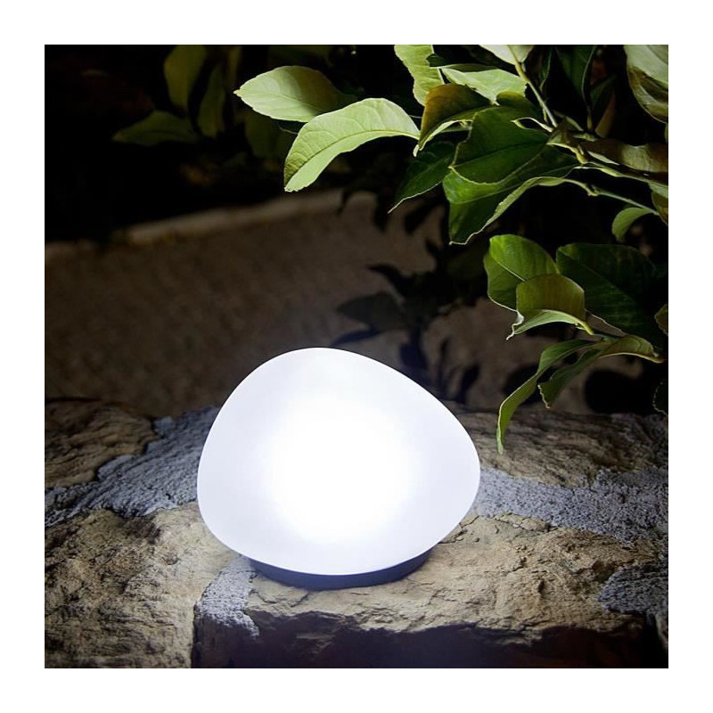 Decorative pebble solar lamp - LUMISKY - SOLENZARA - Ø16 cm - white L