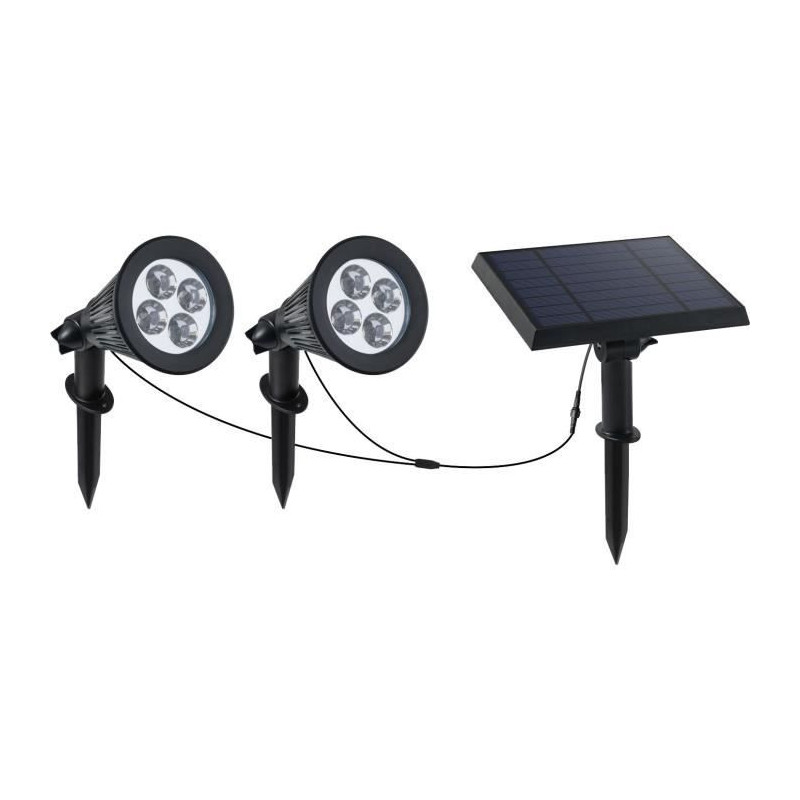 Double solar spotlight connected with remote solar panel 2 in 1 to pri