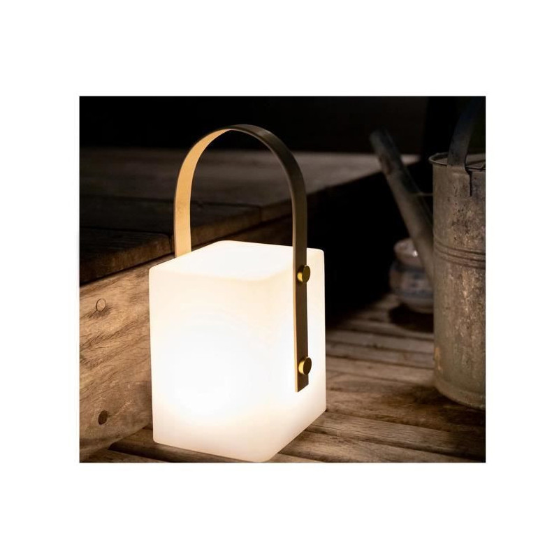 TIKY Cordless bamboo handle lantern - LED warm white / multicolor dimm