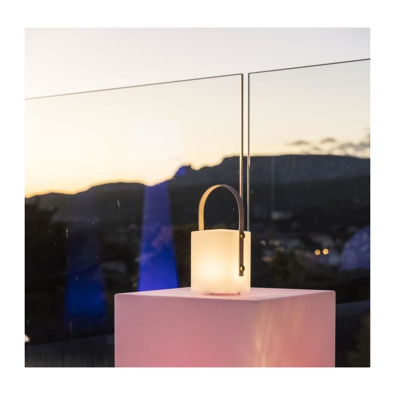 TIKY Cordless bamboo handle lantern - LED warm white / multicolor dimm