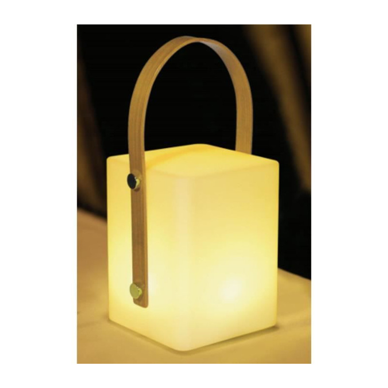TIKY Cordless bamboo handle lantern - LED warm white / multicolor dimm