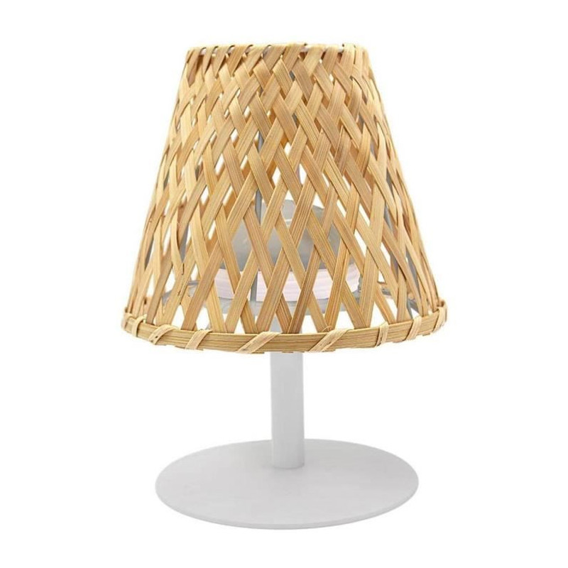Cordless table lamp - LUMISKY - IBIZA - H26 cm - Natural bamboo - Warm