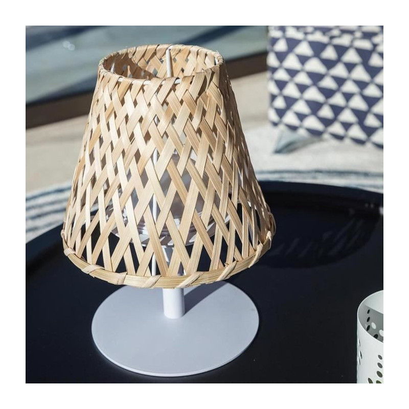 Cordless table lamp - LUMISKY - IBIZA - H26 cm - Natural bamboo - Warm
