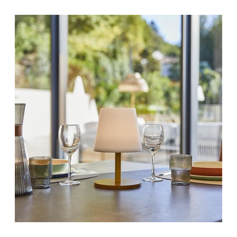 Cordless table lamp - LUMISKY - STANDY MINI WOOD - H25 cm - Natural ba