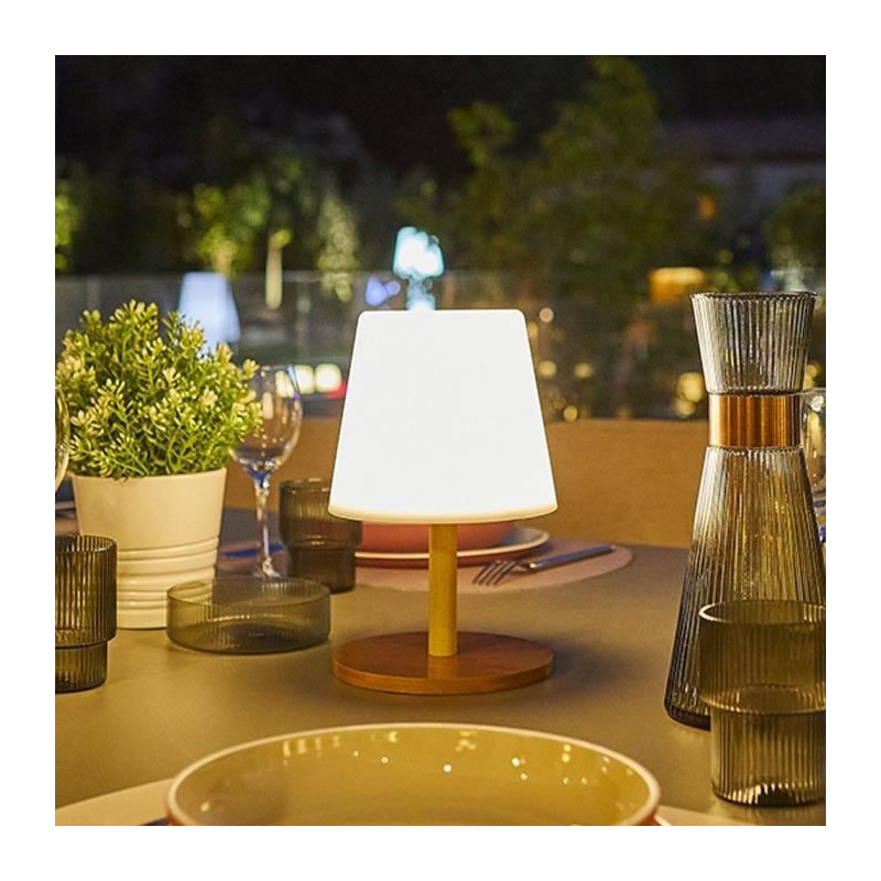 Cordless table lamp - LUMISKY - STANDY MINI WOOD - H25 cm - Natural ba