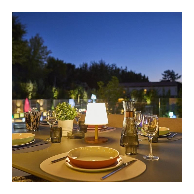 Cordless table lamp - LUMISKY - STANDY MINI WOOD - H25 cm - Natural ba