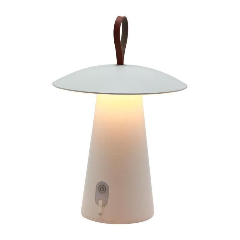 Cordless table lamp - LUMISKY - FUNGY - H29 cm - Aluminum - Leather ha