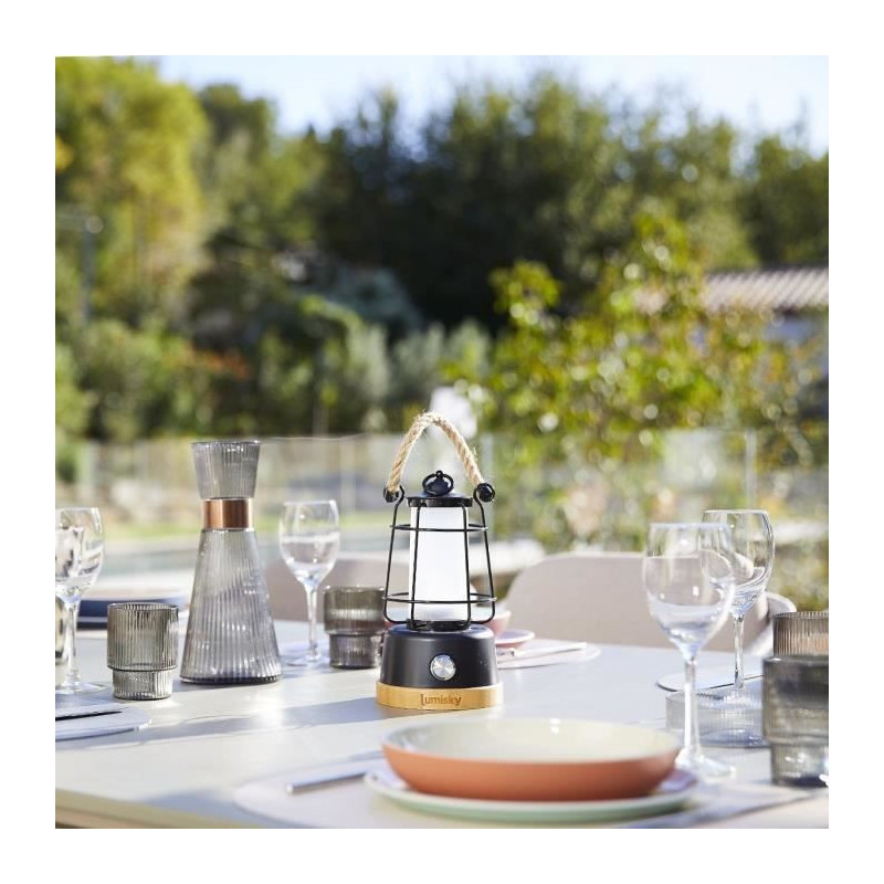 Cordless lantern - LUMISKY - WILDY - H23 cm - Rope handle - Warm white