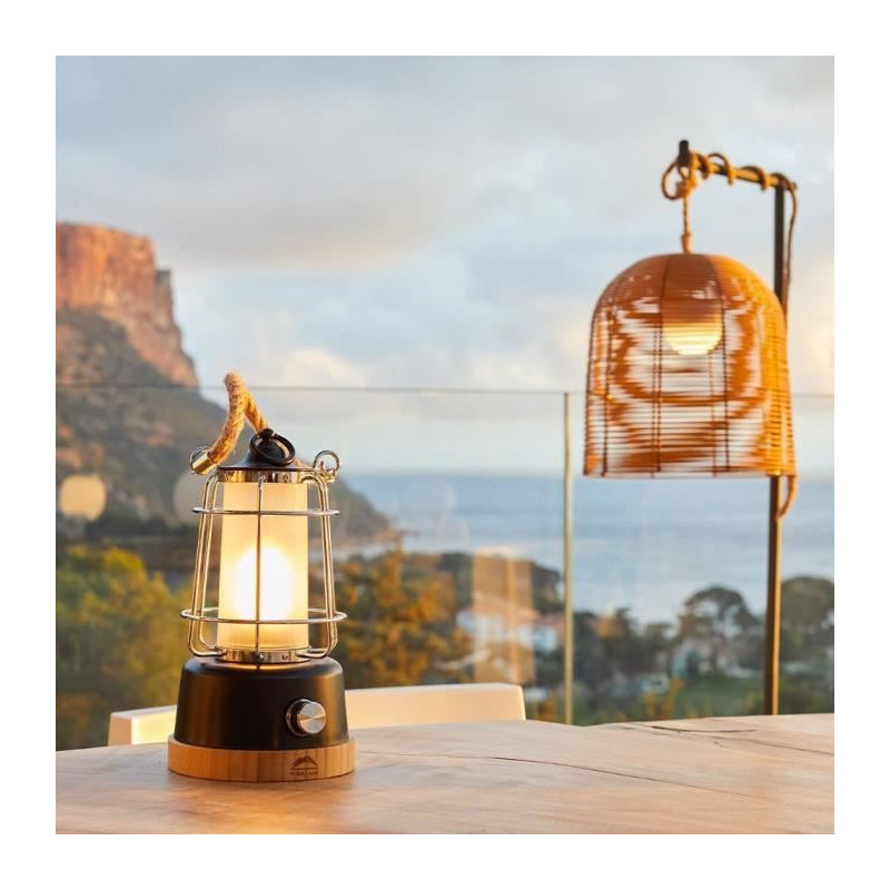 Cordless lantern - LUMISKY - WILDY - H23 cm - Rope handle - Warm white