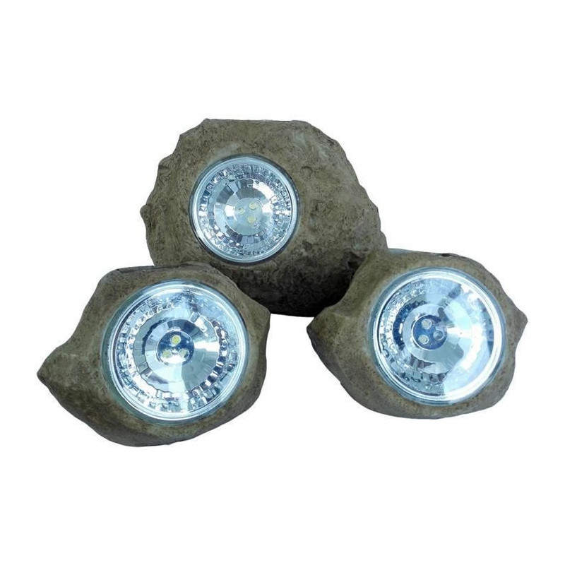 Set of 3 solar garden rocks to place - LUMISKY - ROCKY BROWN - 14 and