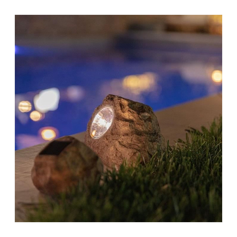 Set of 3 solar garden rocks to place - LUMISKY - ROCKY BROWN - 14 and