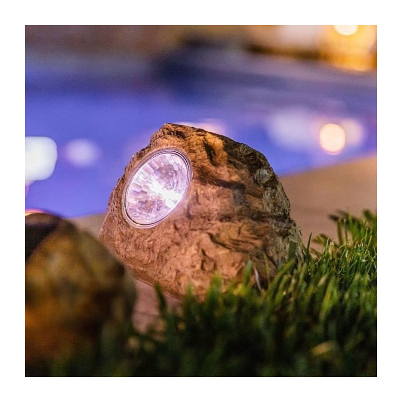 Set of 3 solar garden rocks to place - LUMISKY - ROCKY BROWN - 14 and