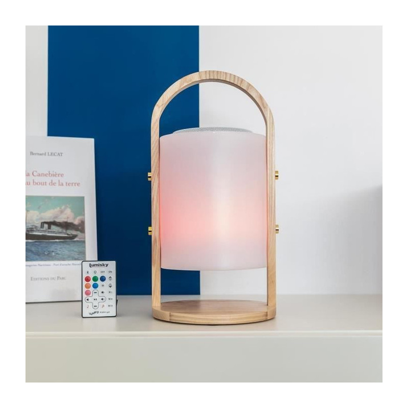 Wireless Bluetooth speaker lamp - LUMISKY - WOODY PLAY - H37 cm - Wood