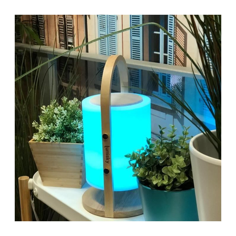 Wireless Bluetooth speaker lamp - LUMISKY - WOODY PLAY - H37 cm - Wood