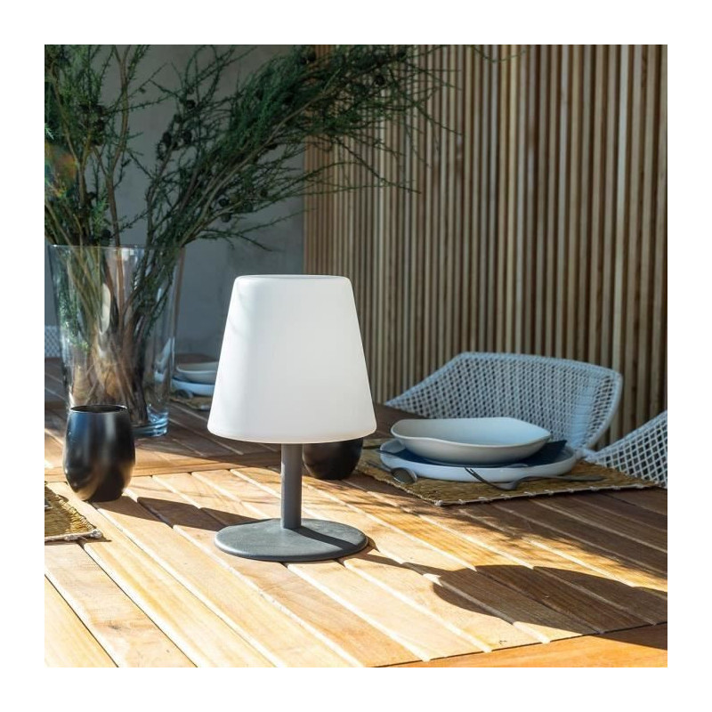 LUMISKY Cordless Standy Mini Rock LED table lamp - H 25 cm - Gray and