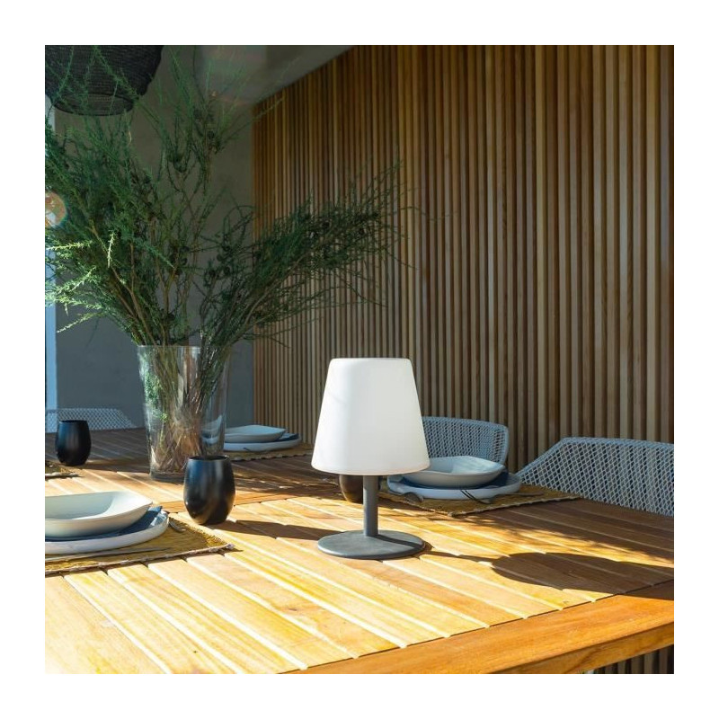 LUMISKY Cordless Standy Mini Rock LED table lamp - H 25 cm - Gray and