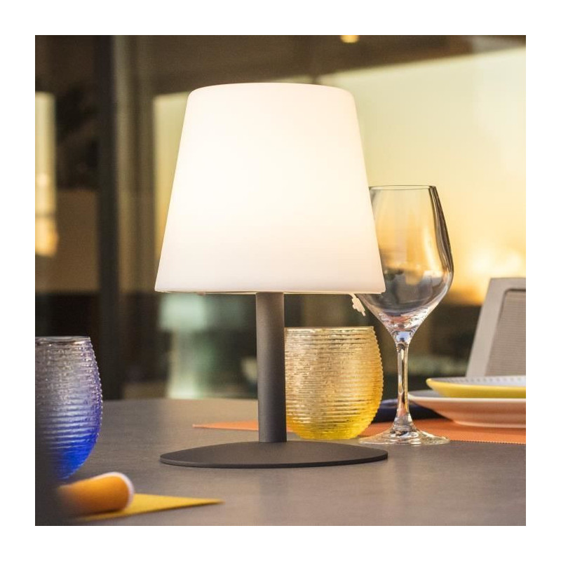 LUMISKY Cordless Standy Mini Rock LED table lamp - H 25 cm - Gray and