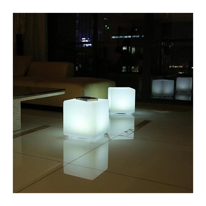 Luminous solar cube - LUMISKY - CASY - H30 cm - Coffee table stool - W