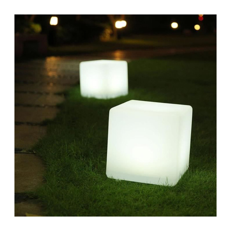 Luminous solar cube - LUMISKY - CASY - H30 cm - Coffee table stool - W